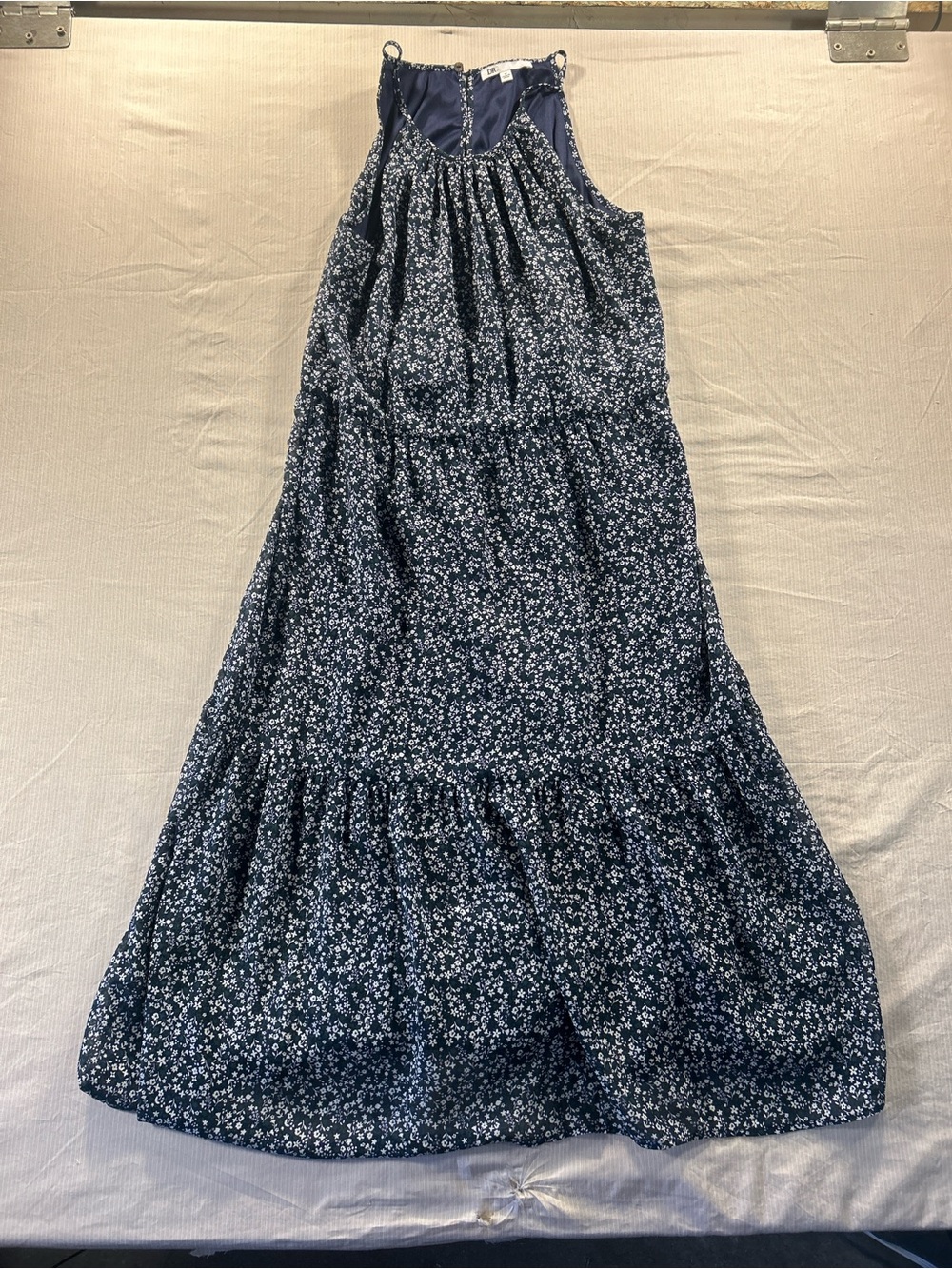 DR2 Navy Blue Floral Tiered Maxi Dress